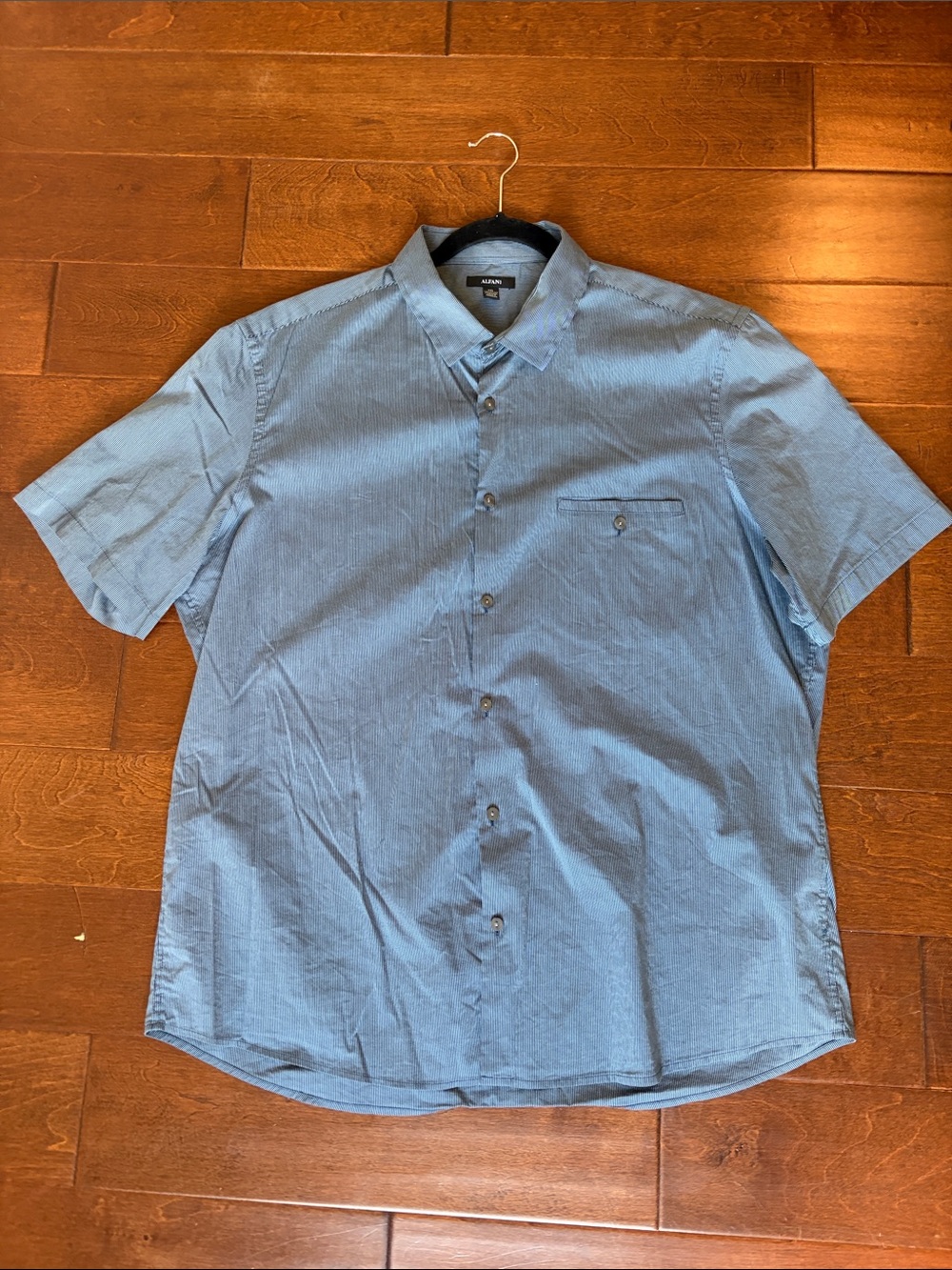 Alfani Blue Short-Sleeve Button-Down Shirt